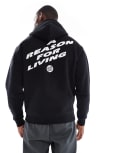[Santa Cruz] Santa Cruz heavyweight logo hoodie with back print in black Chest 40-43 Black