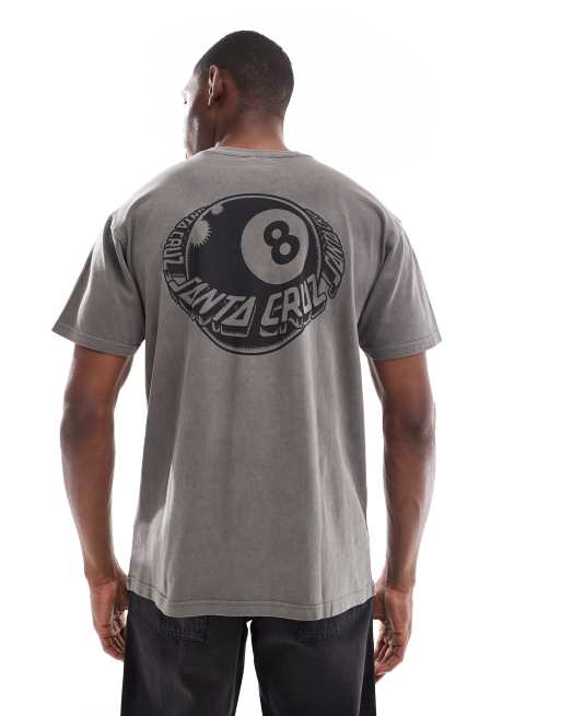 Santa Cruz heavyweight loose fit pigment dyed 8 ball logo t-shirt with back print in grey
