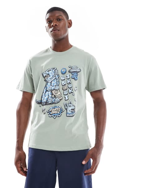 Santa Cruz heavyweight loose fit t-shirt with graphic print in blue - view 1