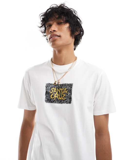 Santa Cruz - Hvid T-shirt med 'Faces'-grafik foran