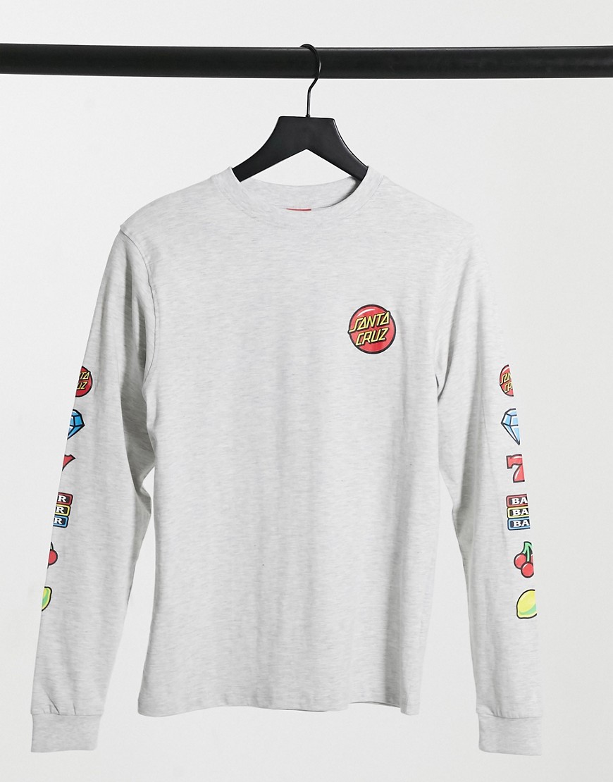 Santa Cruz - Jackpot Dot - Langærmet t-shirt i grå-Hvid