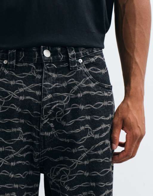 Santa Cruz jean ample à motif fil barbelé multicolore, 5 de 5