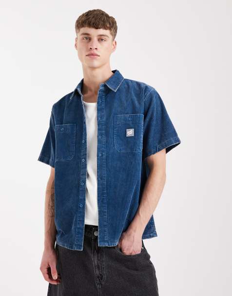 Santa Cruz jimi short sleeve cord shirt in teal blue