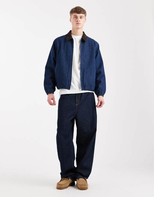Santa Cruz kayce contrast collar denim jacket in indigo, 2 of 5