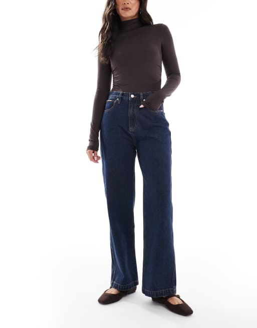 Santa Cruz - Klassieke baggy jeans met wijde pijpen in indigo met donkere wassing