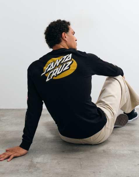 Santa Cruz Knibbs cryptic logo long sleeve t-shirt with back print in black - view 1