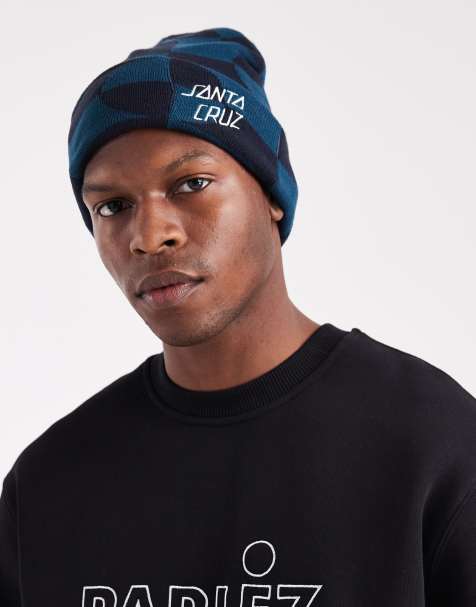 Santa Cruz lightweight rib knit beanie in abstract print blue - view 1