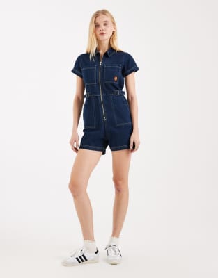 Santa Cruz - Line Up - Kurzer Utility-Playsuit aus dunklem Denim-Marineblau