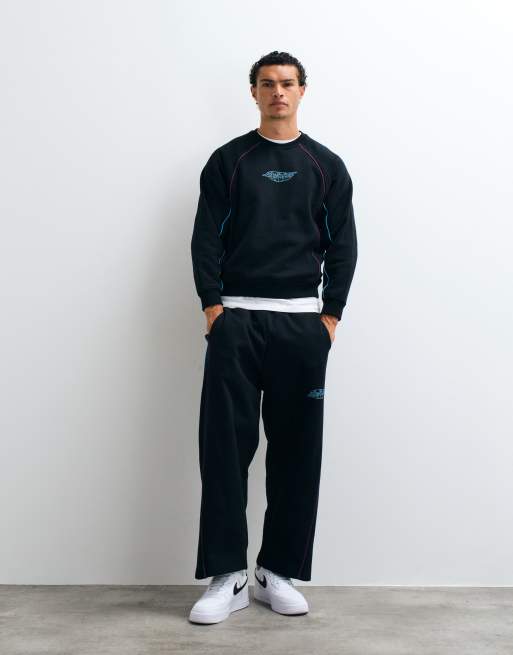 Santa Cruz logo pinstripe long sleeve sweatshirt co-ord in black, 2 of 5