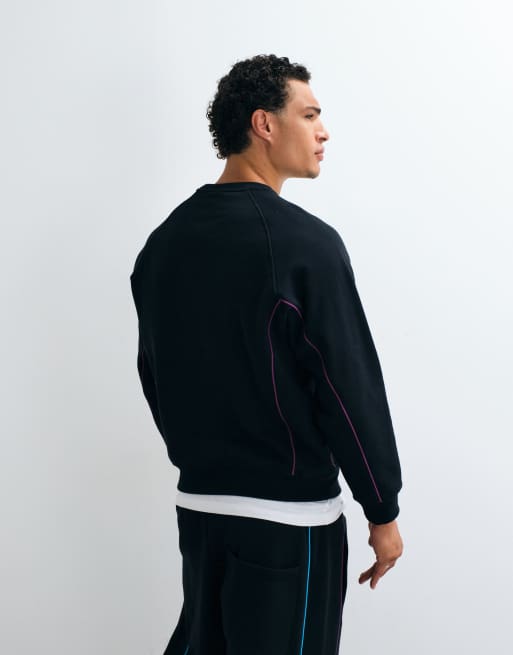 Santa Cruz logo pinstripe long sleeve sweatshirt co-ord in black, 4 of 5