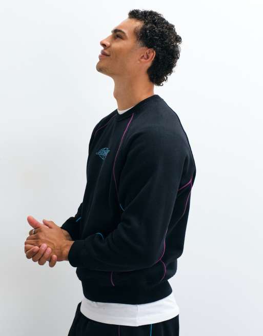 Santa Cruz logo pinstripe long sleeve sweatshirt co-ord in black, 5 of 5