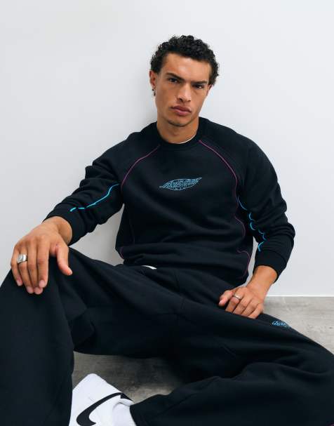 Santa Cruz logo pinstripe long sleeve sweatshirt in black (part of a set) - view 1