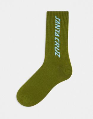 Santa Cruz logo socks in khaki
