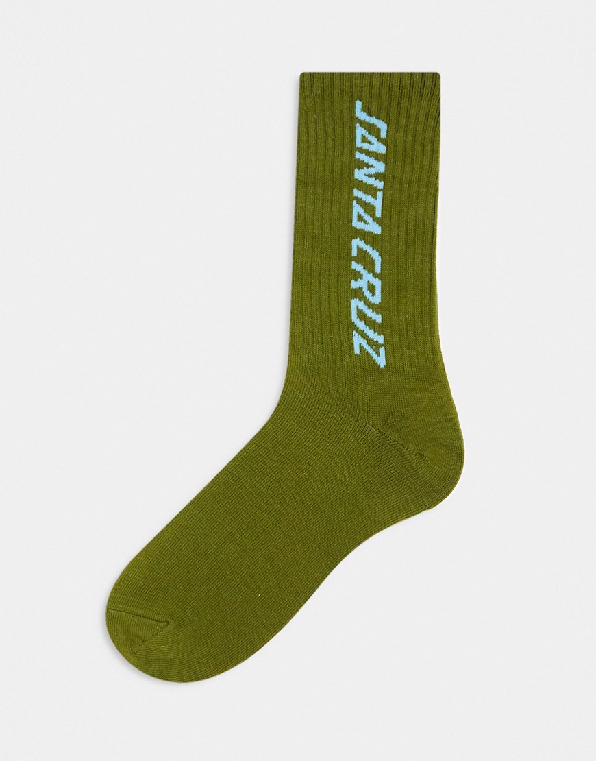 Santa Cruz logo socks in khaki-Green