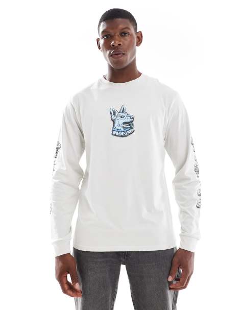 Santa Cruz long sleeve regular fit graphic print t-shirt in light grey - view 1