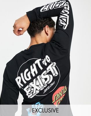 Santa Cruz long sleeve t-shirt in black with multiple placement prints exclusive to ASOS