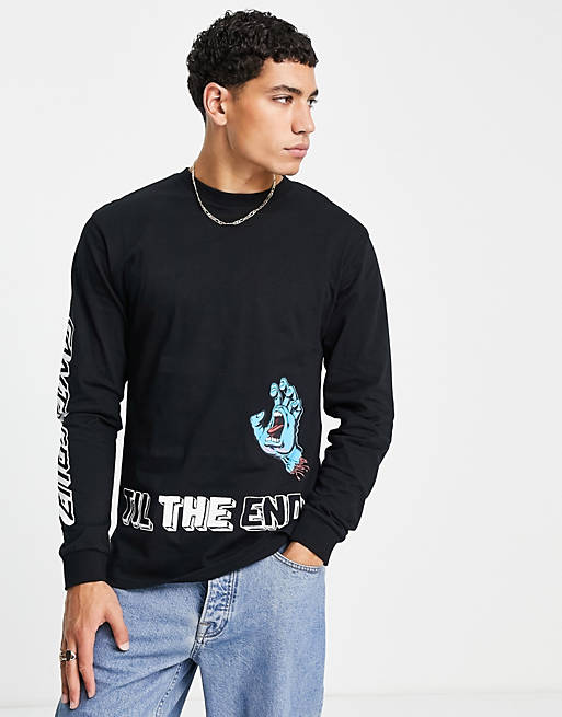  Santa Cruz long sleeve t-shirt in black with multiple placement prints exclusive to  