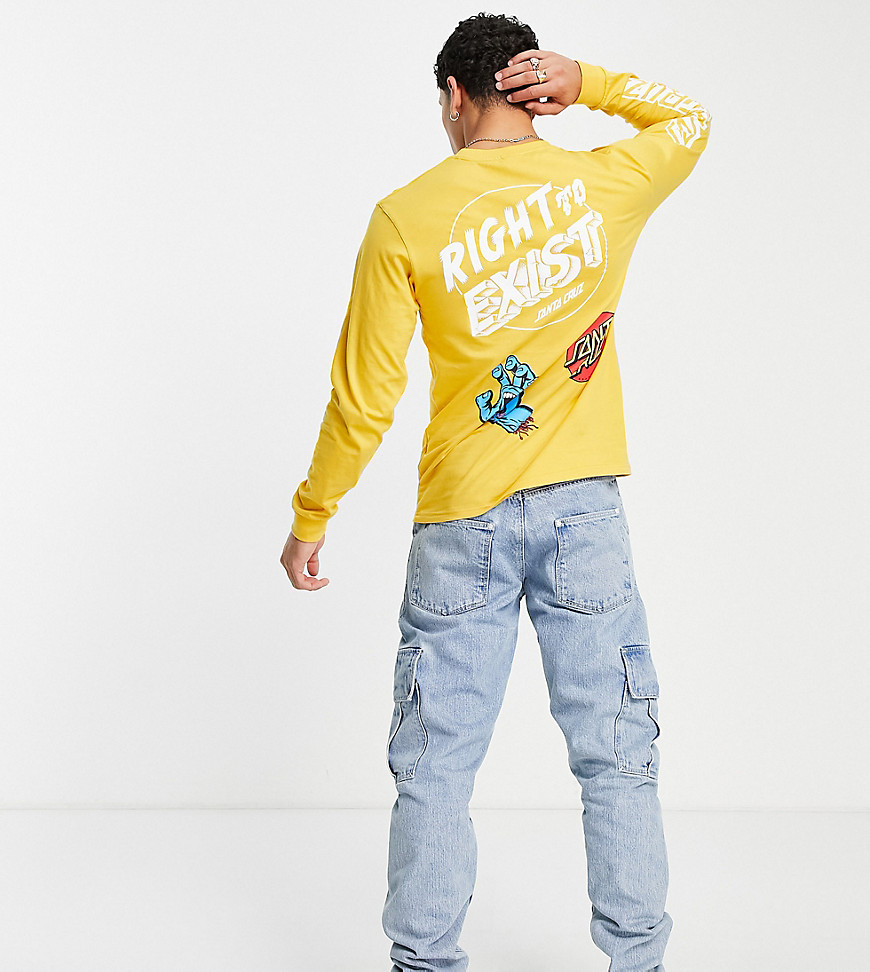 Santa Cruz long sleeve t-shirt in yellow with multiple placement prints exclusive to ASOS