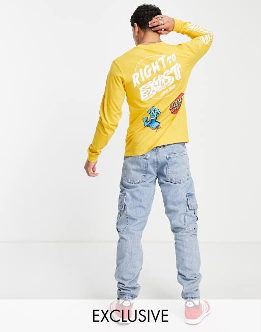 Santa Cruz long sleeve t-shirt in yellow with multiple placement prints exclusive to ASOS