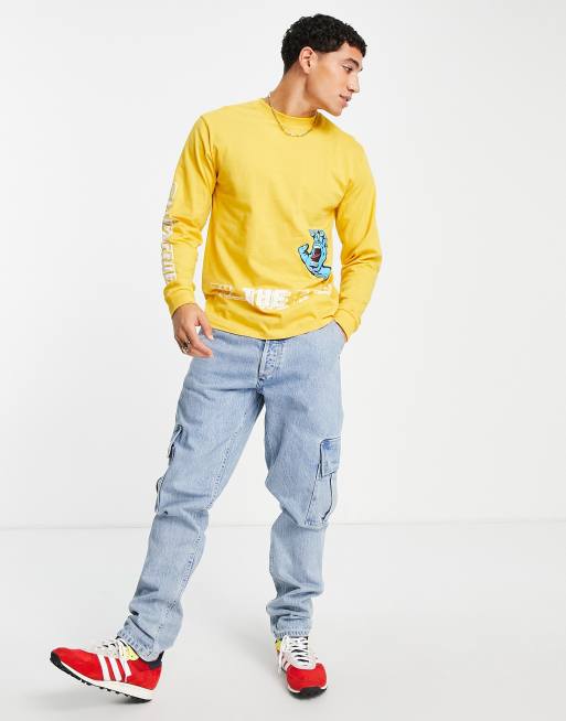 Santa Cruz long sleeve t shirt in yellow with multiple placement