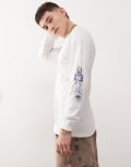 [Santa Cruz] Santa Cruz long sleeve t-shirt with logo chest and sleeve print-White Chest 32-35 White