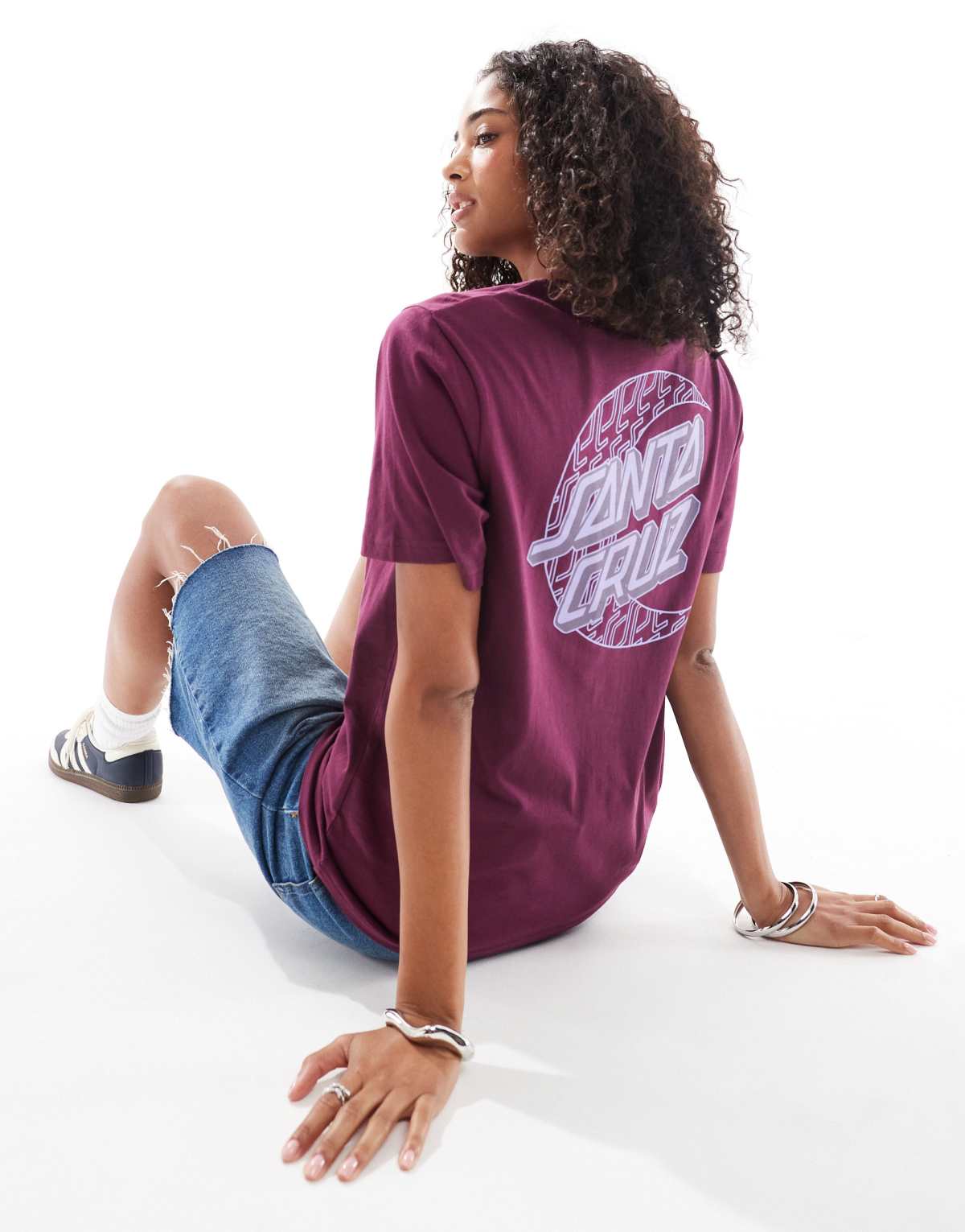 Santa Cruz loose fit back print logo t-shirt in burgandy