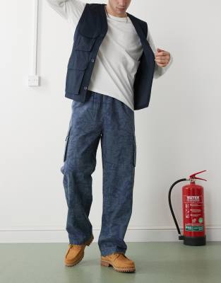 Santa Cruz Santa Cruz loose fit cargo trousers in tonal blue print