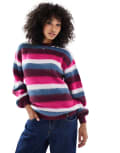 [Santa Cruz] Santa Cruz loose fit fluffy knit striped jumper in multi 10 Multi