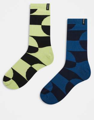 Santa Cruz - Lot de 2 paires de chaussettes à motif abstrait - Vert et bleu-Multicolore