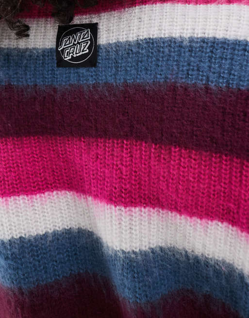 Santa Cruz - Maglione ampio soffice multicolore a righe, 3 di 4