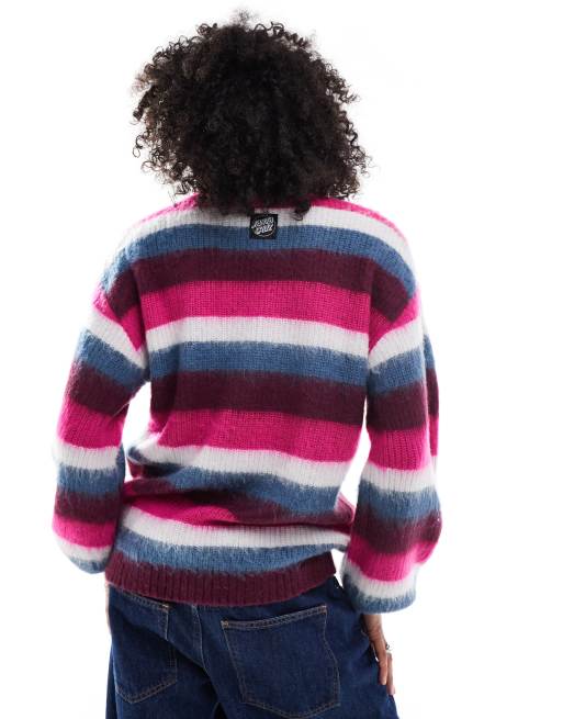 Santa Cruz - Maglione ampio soffice multicolore a righe, 4 di 4