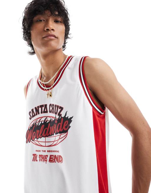 Santa Cruz mesh basketball singlet in white (part of a set)
