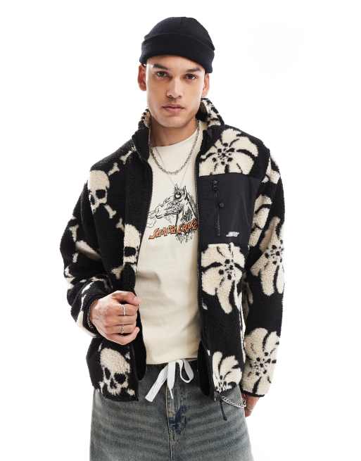 Santa Cruz meyer skull print fleece jacket in black ASOS