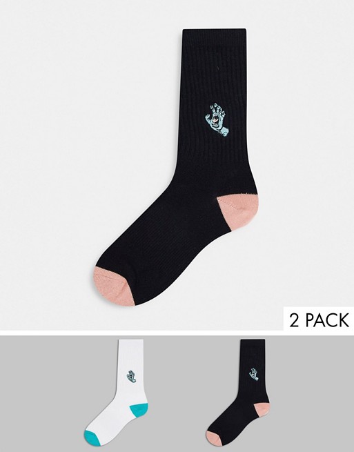 Santa Cruz Mini Hand 2-pack sock in black/white