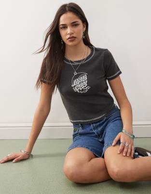 Santa Cruz Santa Cruz moon dot reflection baby t-shirt in black acid wash