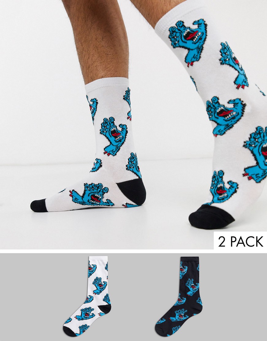 Santa Cruz - Multi Hand - Set van 2 paar sokken in zwart en wit
