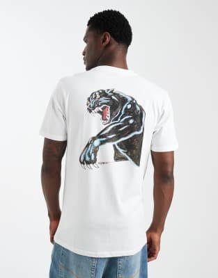 Natas - T-Shirt in Weiß mit Panther-Grafik-Blau Blau S