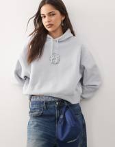 Sister Jane unisex lace trim hoodie in grey | ASOS