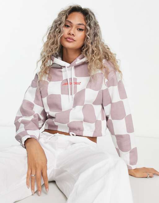 Cropped checkered hot sale hoodie