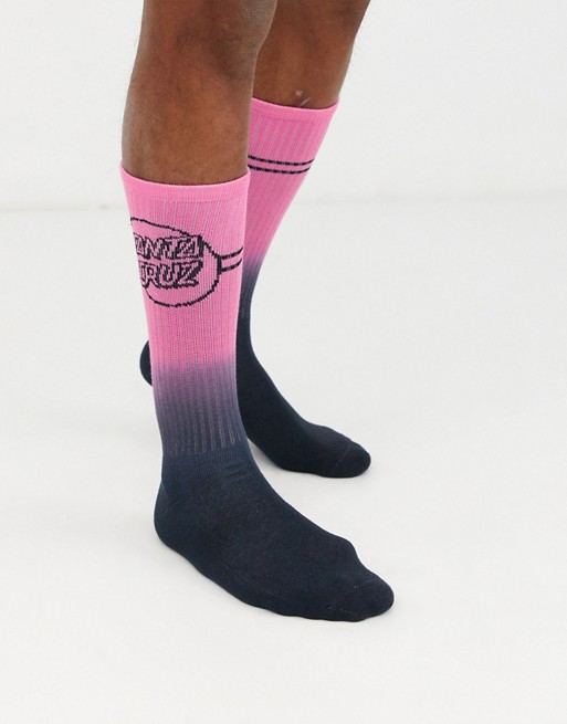 Santa Cruz Opus Stripe Fade sock in neon pink