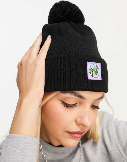 Santa Cruz other dot bobble detail beanie in black, 2 of 4