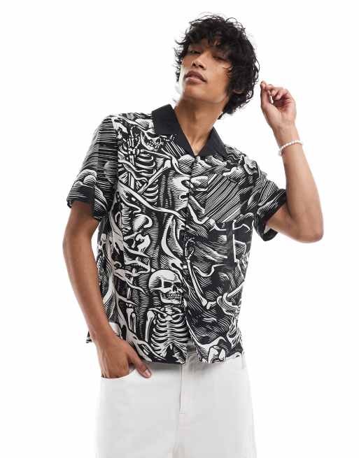 Santa Cruz - Overhemd met print in zwart en wit