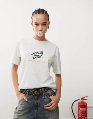 Santa Cruz - Oversize-T-Shirt in Grau mit Logo