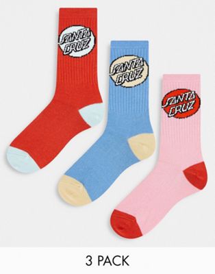 Santa Cruz pack of 3 socks with dot logo