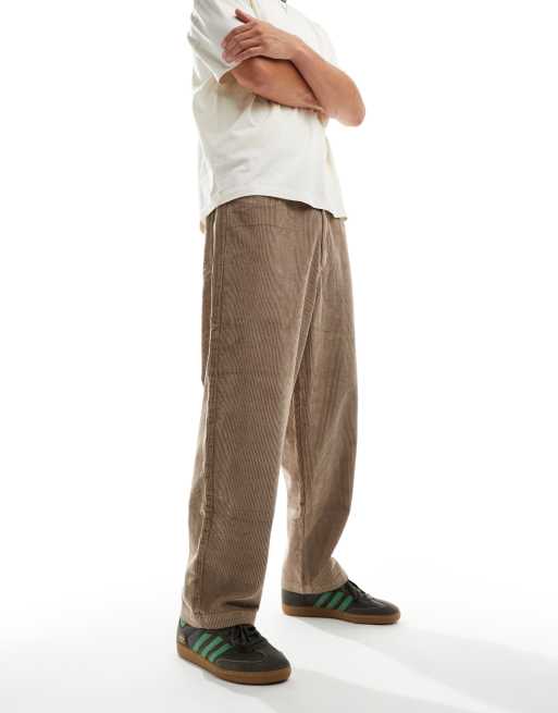 Santa Cruz - Pantaloni ampi beige scuro in velluto a coste