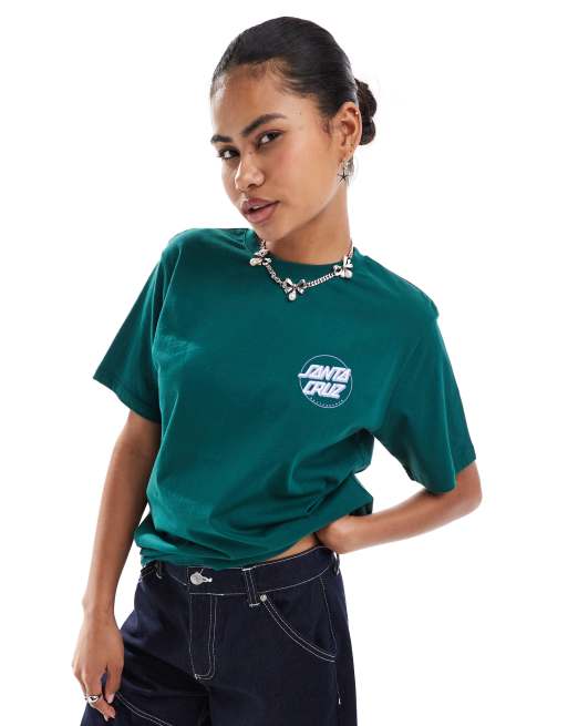 Santa Cruz partial dot print logo t-shirt in green, 2 of 4
