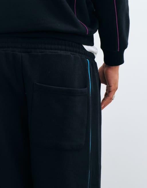 Santa Cruz pinstripe wide leg jogger co-ord in black, 4 of 5