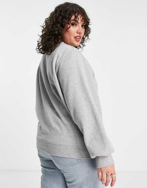 Santa Cruz Plus delfino flower motif crew neck sweatshirt in heather grey, 2 of 4