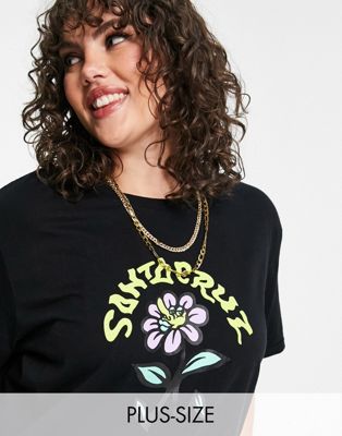 Tops Santa Cruz Plus - Delfino - T-shirt à motif fleur - Noir