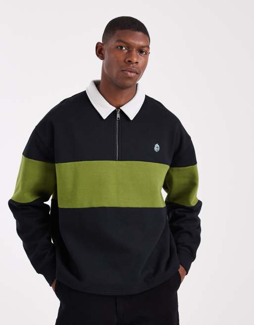 Santa Cruz - Poloshirt met lange mouwen, logo en kwartrits in zwart